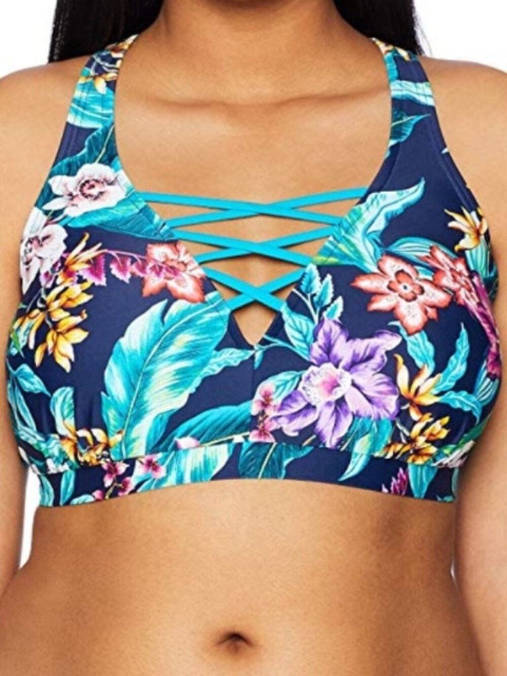 Lace up Front Bikini Top Sz Md NWT